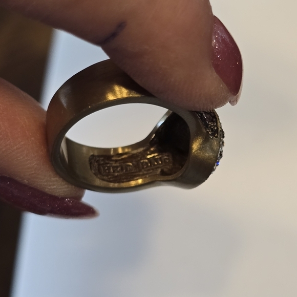 Heidi Daus Goldtone Brass Round Clear Gray Swarovski Crystal Ring 8.5 - Picture 8 of 8